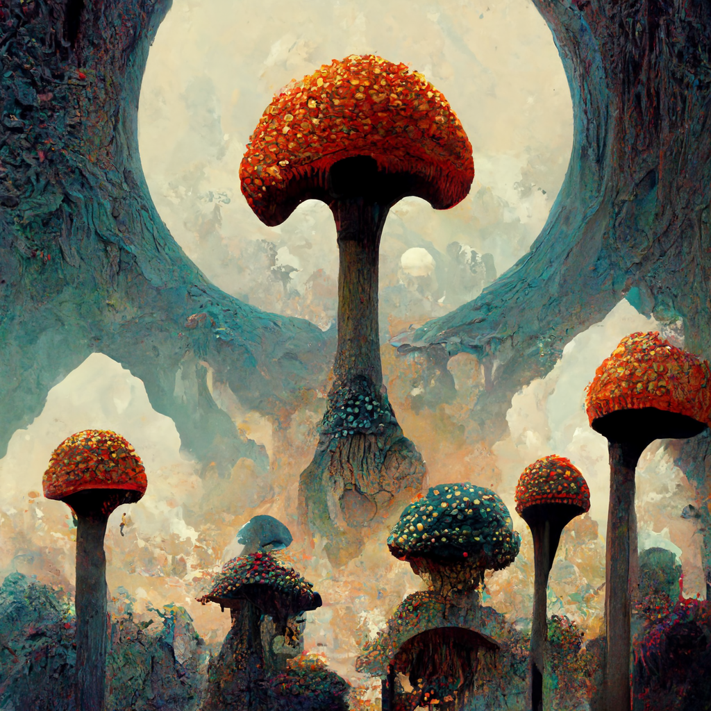 arte ia cogumelos mágicos